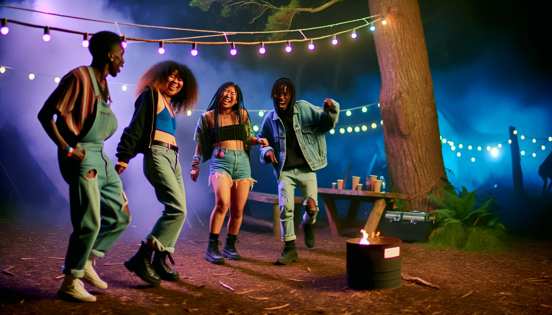 Young crowd dancing at an underrated nighttime festival